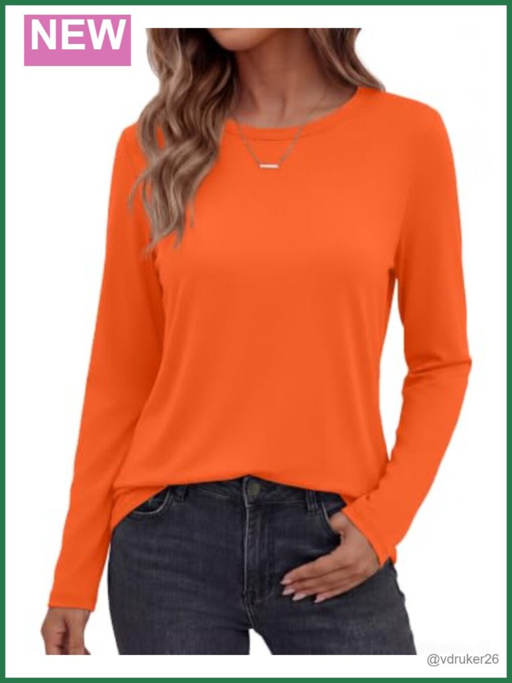 Long Sleeve Shirt Relaxed Fit Crew Neck Casual Fall T-Shirt